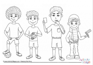 Football Characters Colouring Page