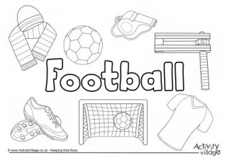 Football Collage Colouring Page