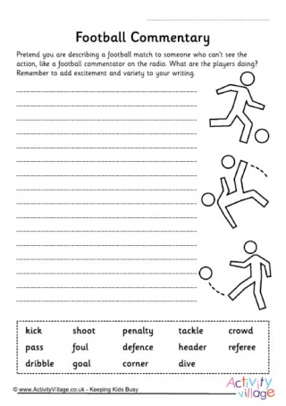Football Commentary Worksheet 3
