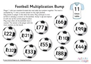 Football Multiplication Bump - 11 Times Table
