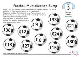 Football Multiplication Bump –3 Times Table