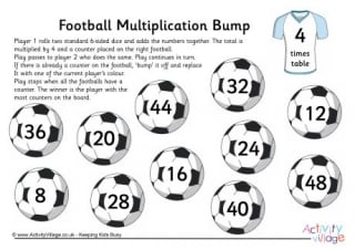 Football Multiplication Bump – 4 Times Table