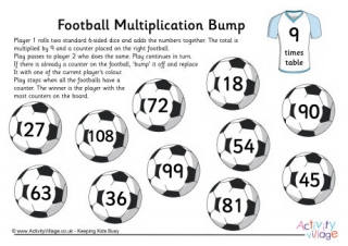 Football Multiplication Bump - 9 Times Table