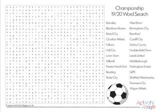 Football Teams Of The Championship Word Search