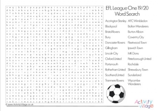 Football teams of the EFL League One word search