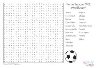 Football Teams of  the Premier League word search