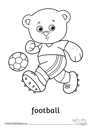 Football Teddy Bear Colouring Page