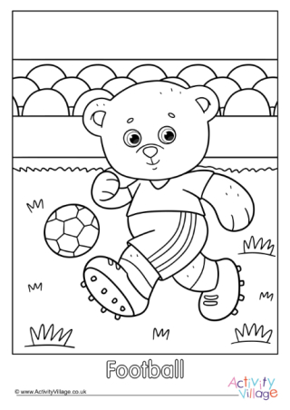 Football Teddy Bear Colouring Page 2