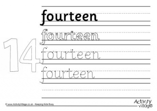 Fourteen Handwriting Worksheet 