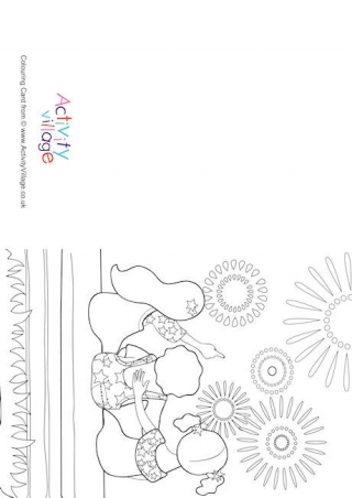 Fourth Of July Fireworks Colouring Card 2