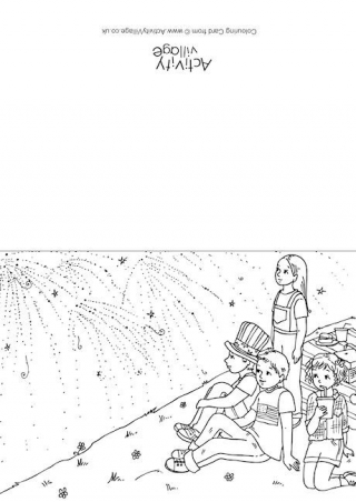 Fourth Of July Fireworks Colouring Card