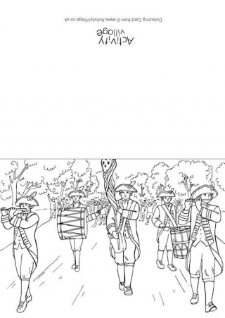 Fourth Of July Parade Colouring Card