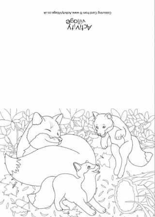 Foxes Scene Colouring Card