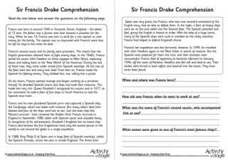 Francis Drake Comprehension