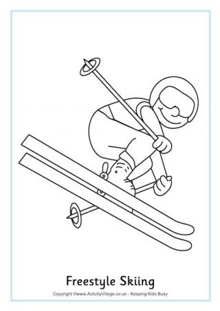 Freestyle Skiing Colouring Page