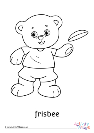 Frisbee Teddy Bear Colouring Page