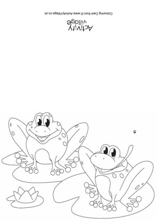 Frogs Scene Colouring Card