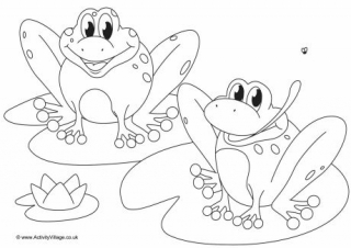 Frogs Scene Colouring Page