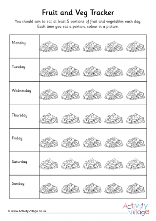Fruit and Vegetable Tracker Colouring