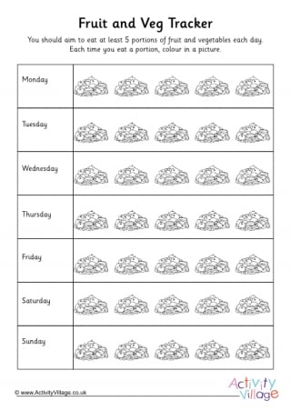 Fruit and Vegetable Tracker Colouring