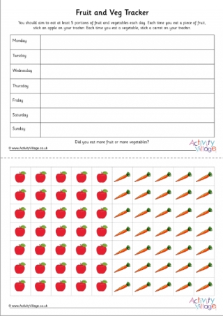 Fruit and Vegetable Tracker Cut and Stick