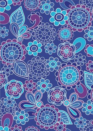 Funky Blue Flowers Scrapbook Paper