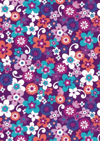Funky Purple Flowers Scrapbook Paper