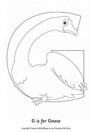 G is for Goose Colouring Page