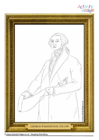 George Washington Framed Portrait Colouring Page