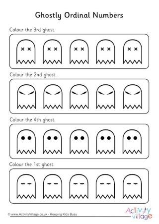 Ghost Ordinal Numbers Worksheet 1