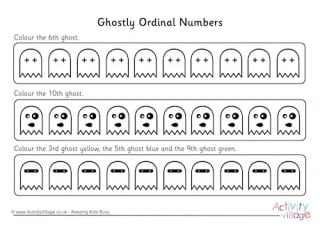 Ghost Ordinal Numbers Worksheet 2