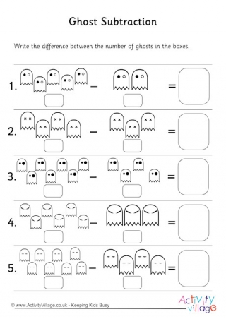 Ghost Subtraction Worksheet