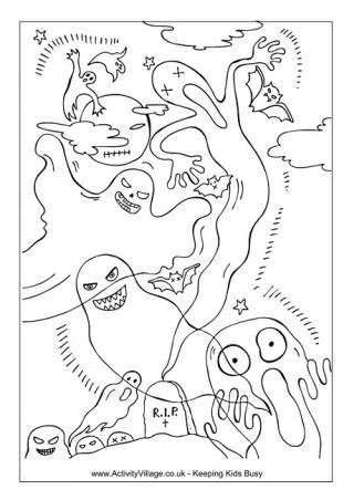 Ghosts Colouring Page