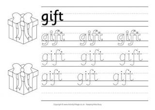 Gift Handwriting Worksheet