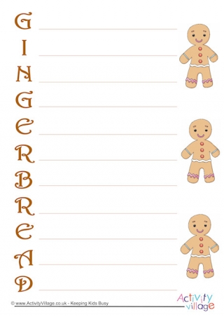 Gingerbread Acrostic Poem Printable