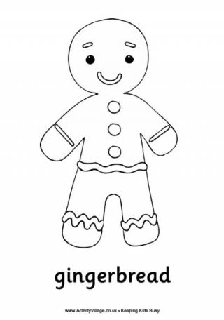 Christmas Gingerbread Man Colouring Page