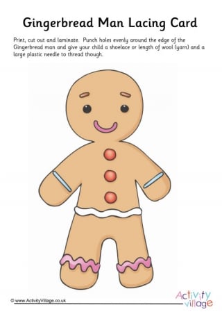 Gingerbread Man Lacing Card
