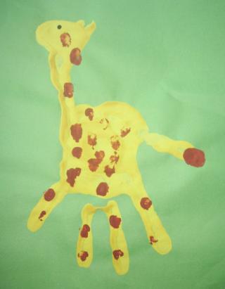 Giraffe Handprint Painting