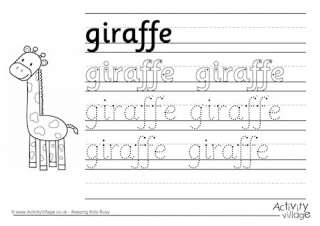 Giraffe Handwriting Worksheet