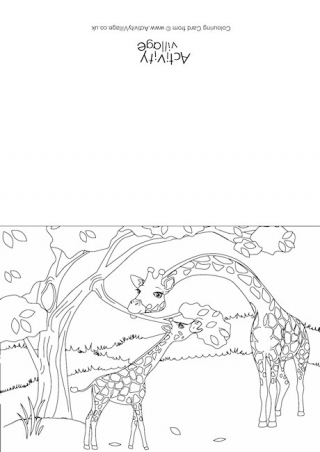 Giraffes Scene Colouring Card