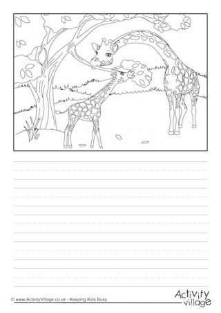 Giraffes Scene Story Paper