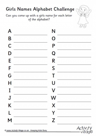 Girls Names Alphabet Challenge