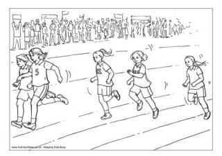 Girls Sprint Colouring Page