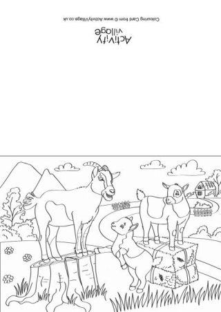 Goats Scene Colouring Card