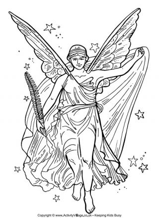 Goddess Nike Colouring Page