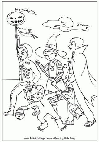 Going Trick or Treating Colouring Page