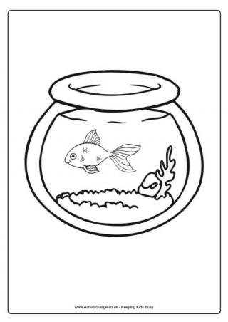 Goldfish Bowl Colouring Page