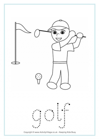 Golf Tracing Worksheet