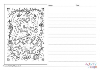 Good Things Take Time Story Paper