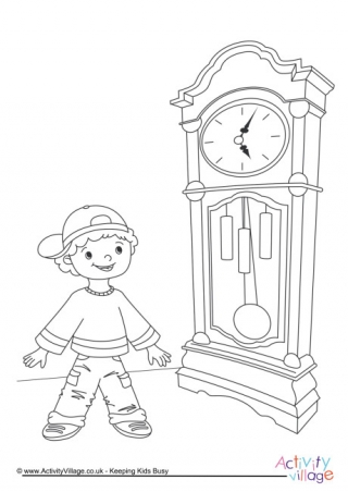 Grandfather Clock Colouring Page